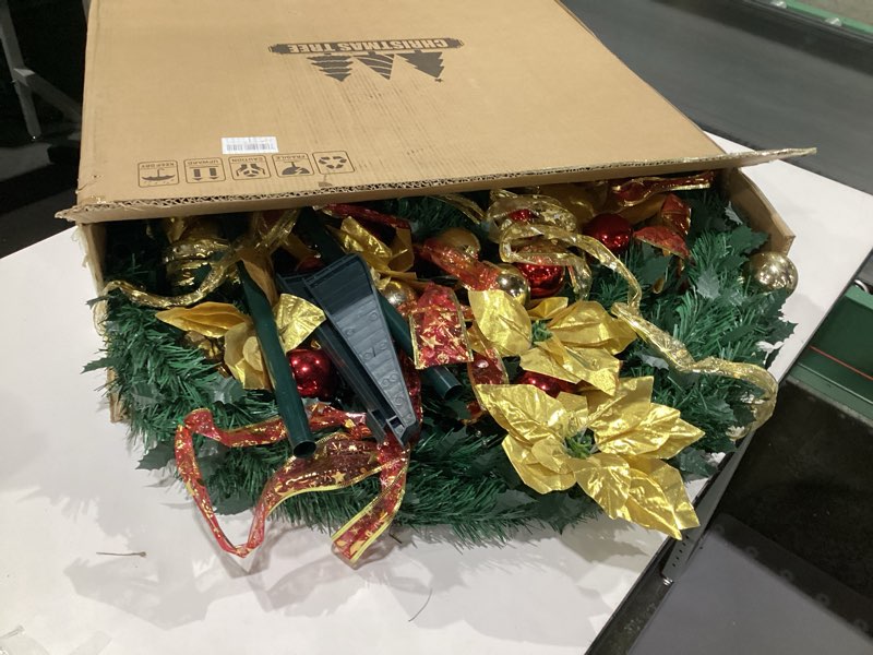 Condition photo showing Good Condition for 6 Ft Pre-Decorated Pop Up Full Christmas Tree Prelit 200 Warm White LED Lights 8 Modes Timer UL Plug in, 1 Minute Pull Up Collapsible Christmas Tree with 64 Ornaments for Indoor Outdoor Home Holiday, SIMILAR TO STOCK PHOTOS, NOT EXACT 