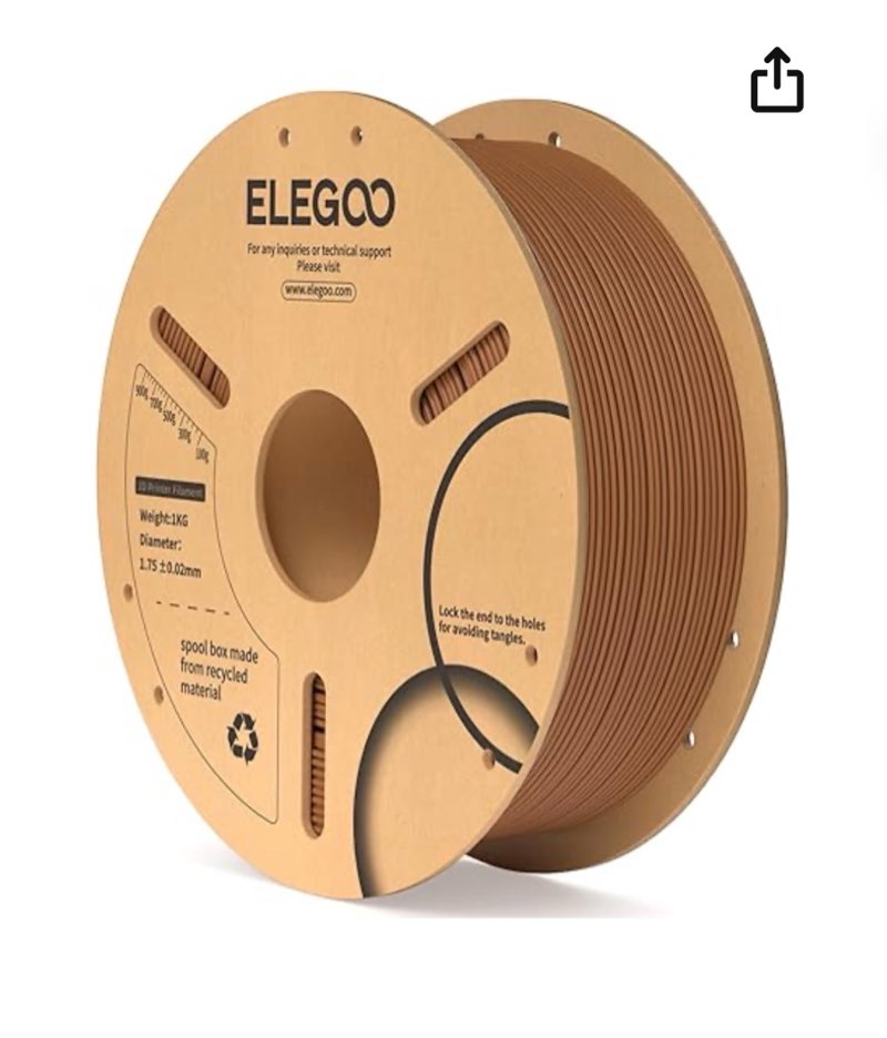 Condition photo showing New/Like New for elegoo pla filament 1.75mm brown 1kg, 3d printer filament dimensional accuracy +/- 0.02mm, 1kg cardboard spool(2.2lbs) 3d printing filament fits for most fdm 3d printers