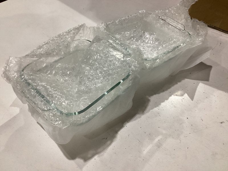Condition photo showing New/Like New for small casserole dishes 4 pack, 5 inch glass square baking dish individual portion baking pan for oven microwave air fryer square egg, clear prep bowls with handle