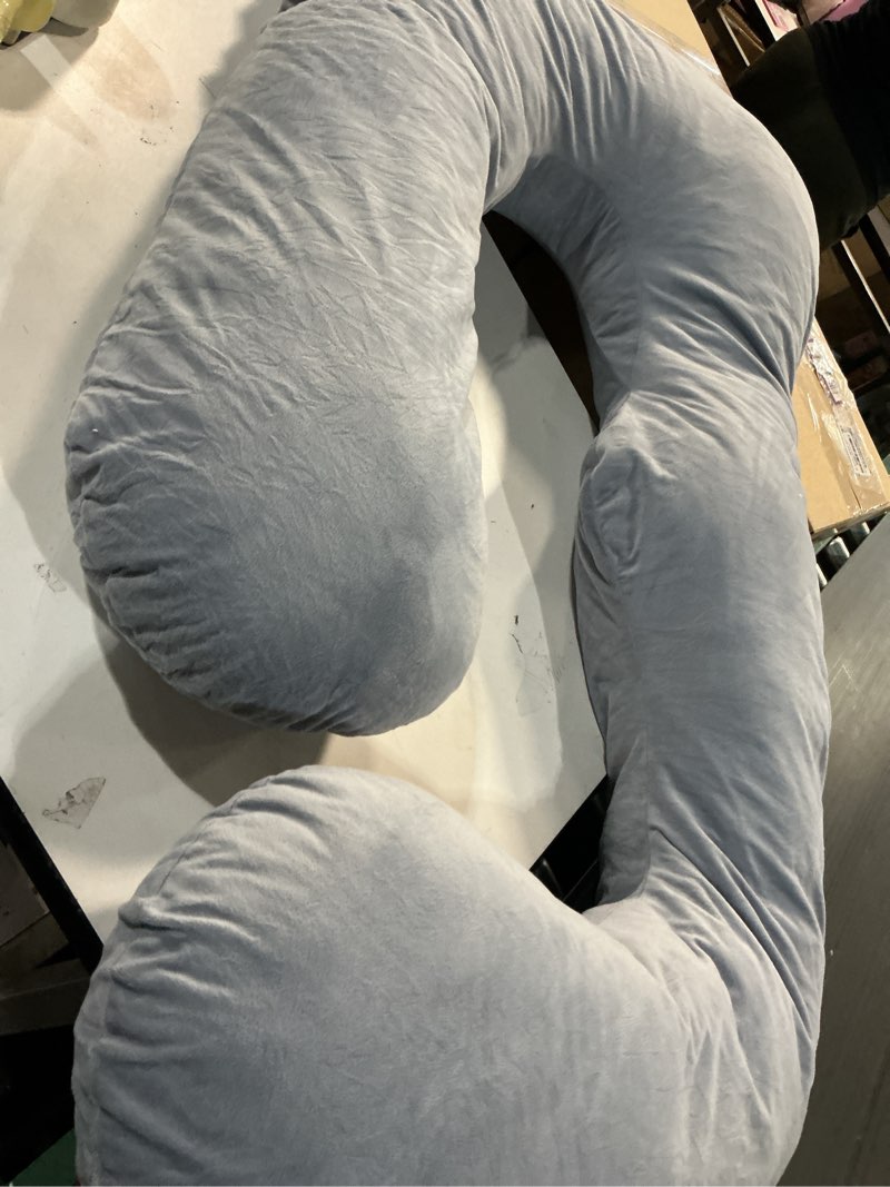 Condition photo showing As Is for MOON PINE Pregnancy Pillow, U Shaped Full Body Pillow for Maternity Support, Sleeping Pillow with Cover for Pregnant Women (Grey Blue)