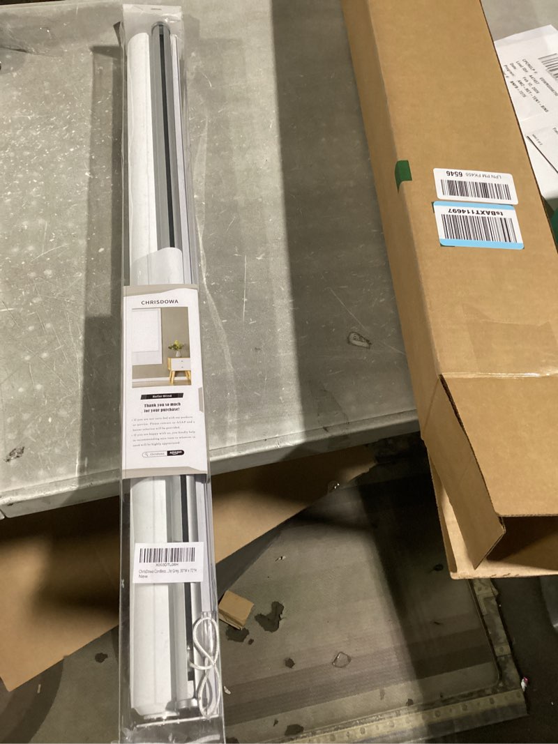 ChrisDowa 100% Blackout Roller Shade Window Blind White, 30”W x 72\" H cordless