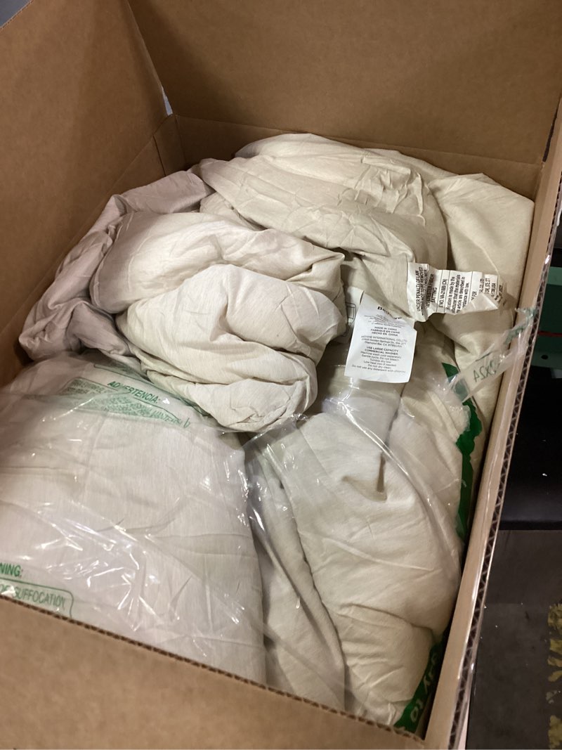 Condition photo showing As Is for Bedsure Queen Comforter Set - Beige Soft Bedding for All Seasons, Cationic Dyed Bed Set, 3 Pieces, 1 Queen Size Comforter (90"x90") and 2 Pillow Shams (20"x26"+2") Queen 05 - Beige