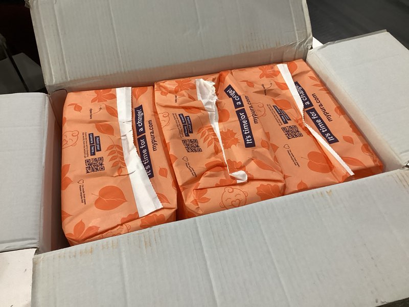 Condition photo showing New/Like New for pura hypoallergenic diapers, size 3 (9-20 lbs) monthly pack, overnight, up to 12 hours leak protection, suitable for sensitive skin, tcf, super soft organic cotton, 6 packs of 26 (156 baby diapers) size 3 156