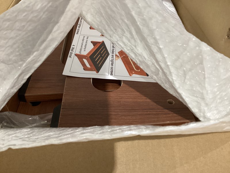 Condition photo showing Good Condition for One Step Stool for Adults Seniors with Non-Slip Rubber Step Surface, 6.9" Heavy Duty Wood Stepping Stool with 450 LB Capacity Bed Steps for High Beds, Bathroom, Bedroom, Kitchen & Kids Bedside Support Brown 6.9 Inch