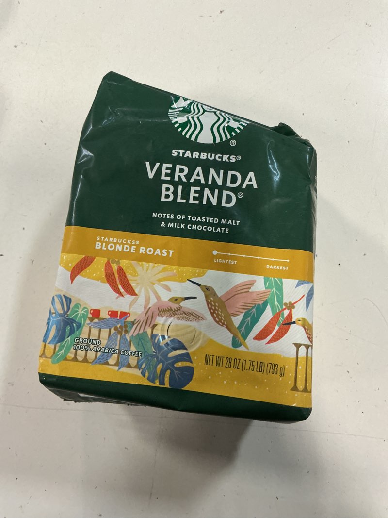 Condition photo showing New/Like New for (BBD:02/JAN /2026 ))Starbucks Ground Coffee, Starbucks Blonde Roast Hot or Iced Coffee, Veranda Blend, 28 oz Veranda Blend 1.75 Pound (Pack of 1)