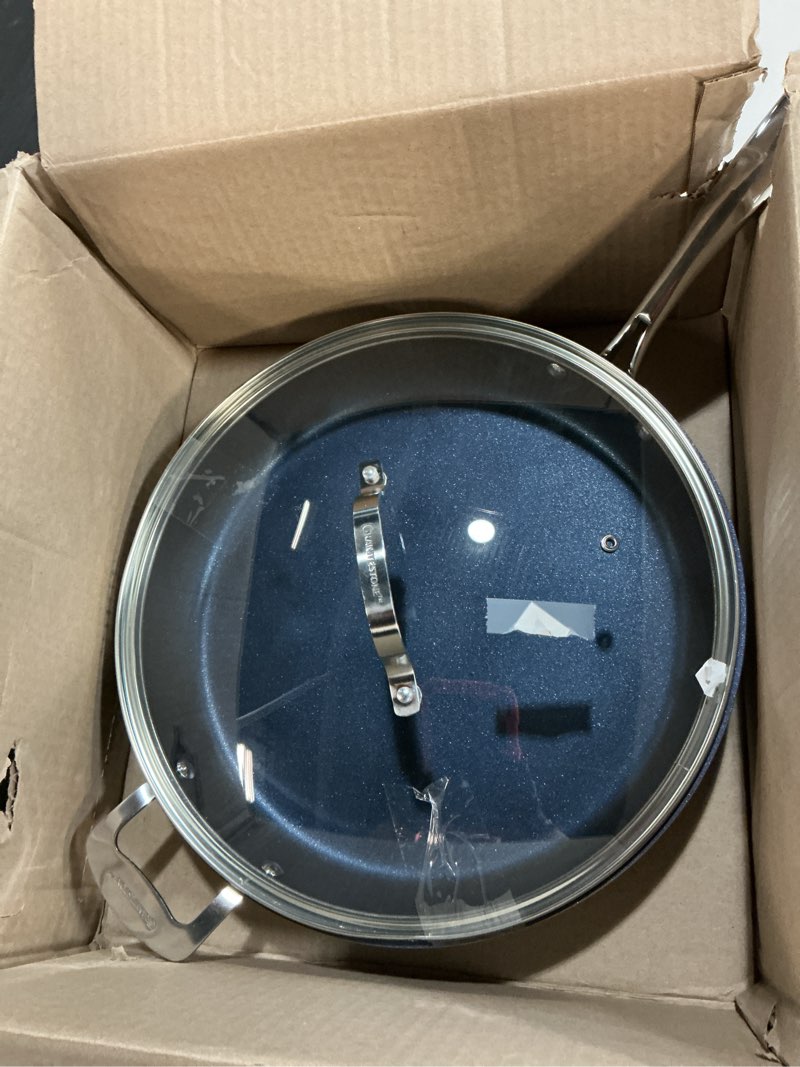Condition photo showing As Is for granitestone 14 inch large frying pan with lid, ceramic non stick frying pans skillet, non toxic frying pans nonstick for sauté & cooking, pfas & pfoa free, oven & dishwasher safe