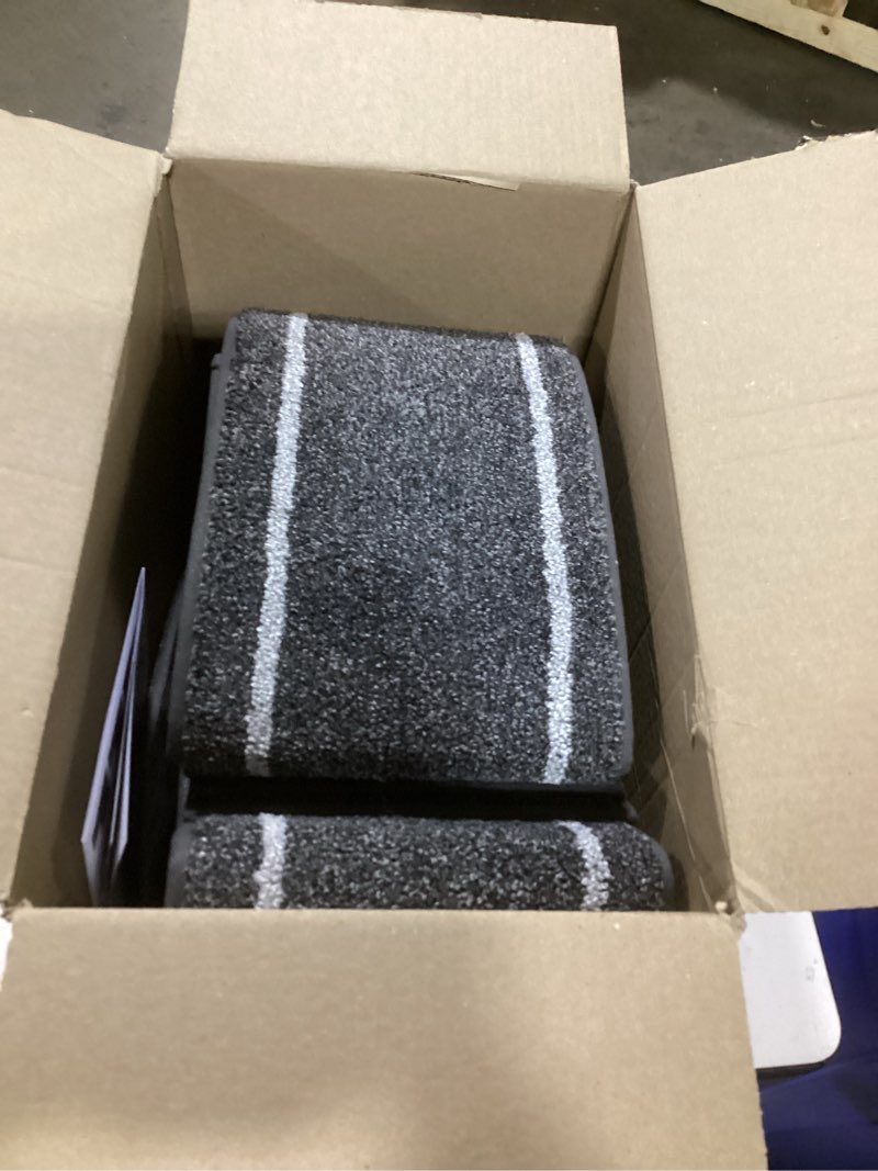Condition photo showing Good Condition for beqhause non slip stair treads for wooden steps indoor washable stair runner 28inx9in polyester durable stair treads carpet for dogs,kids and elders 15pcs,dark grey 15 dark grey 15