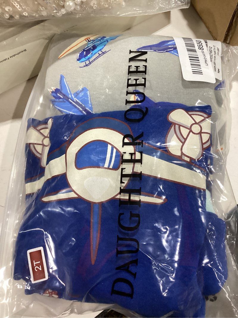 Condition photo showing Good Condition for daughter queen boys pajamas 4 pieces long set 100% cotton sleepwear size 18 months-12 years 2t 4pcs-blue/grey-airplane-lba22