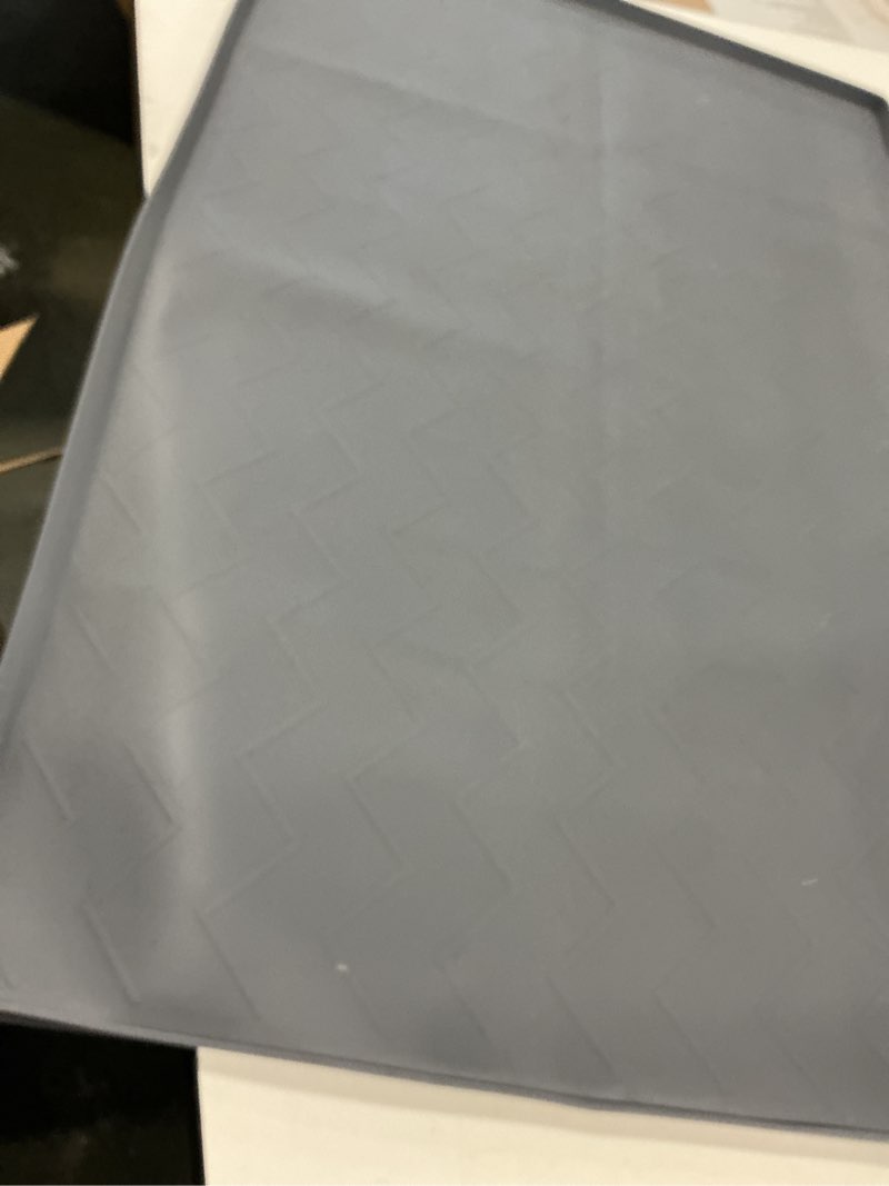 Condition photo showing Good Condition for Silicone Under Sink Mat 34" x 22", kitchen Essentials and Gadgets, Shelf liner and Cabinet Protector, Home Organizers and Storage, Waterproof Bathroom Tray Dark Gray 22"W x 34"L