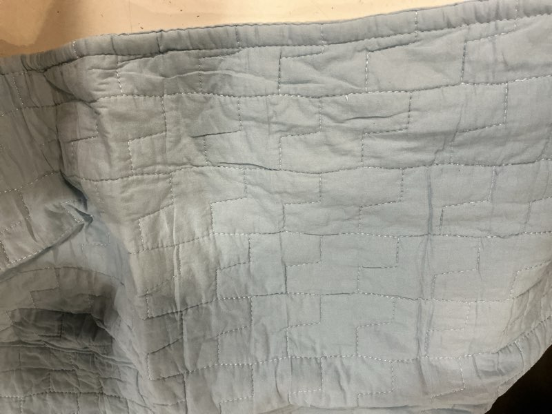 Condition photo showing Good Condition for horimote home 100% cotton quilt set queen size, baby blue pre-washed 3-piece bedspread coverlet set, cozy lightweight stitching bedding cover with 2 shams in geometric pattern for all season