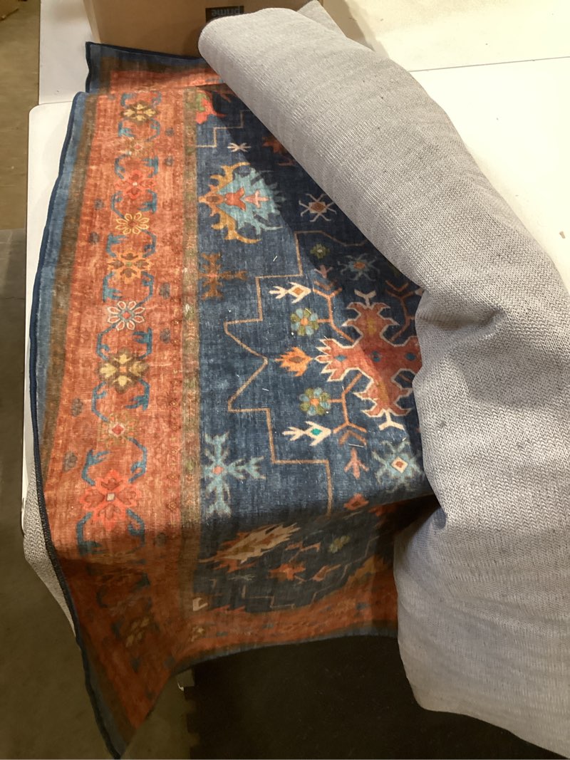 Condition photo showing Good Condition for purecozy gray area rug 6x9 machine washable vintage living room distressed non slip carpet traditional indoor bedroom grey retro floral accent throw large rug for office kitchen dining room 6' x 9' (rectangular) accent | grey