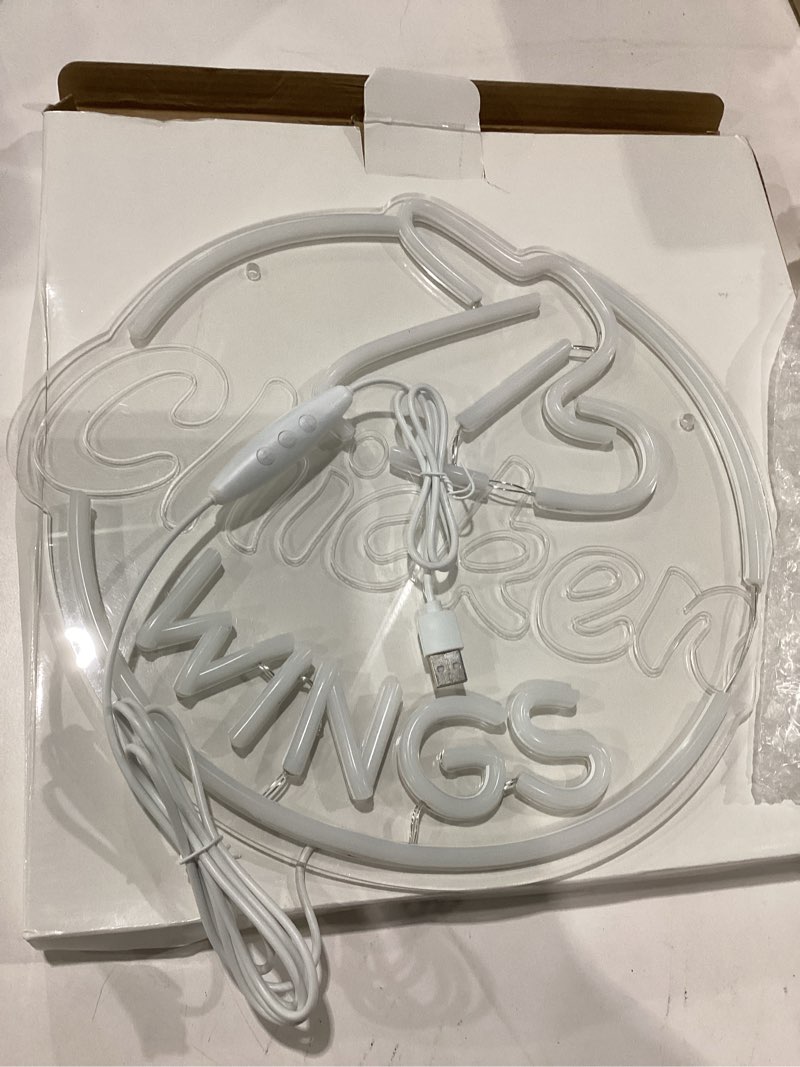 Condition photo showing New/Like New for chicken wings neon sign fried chicken wings led sign wings led light restaurant light canteen fast food decor yellow,chickenwings