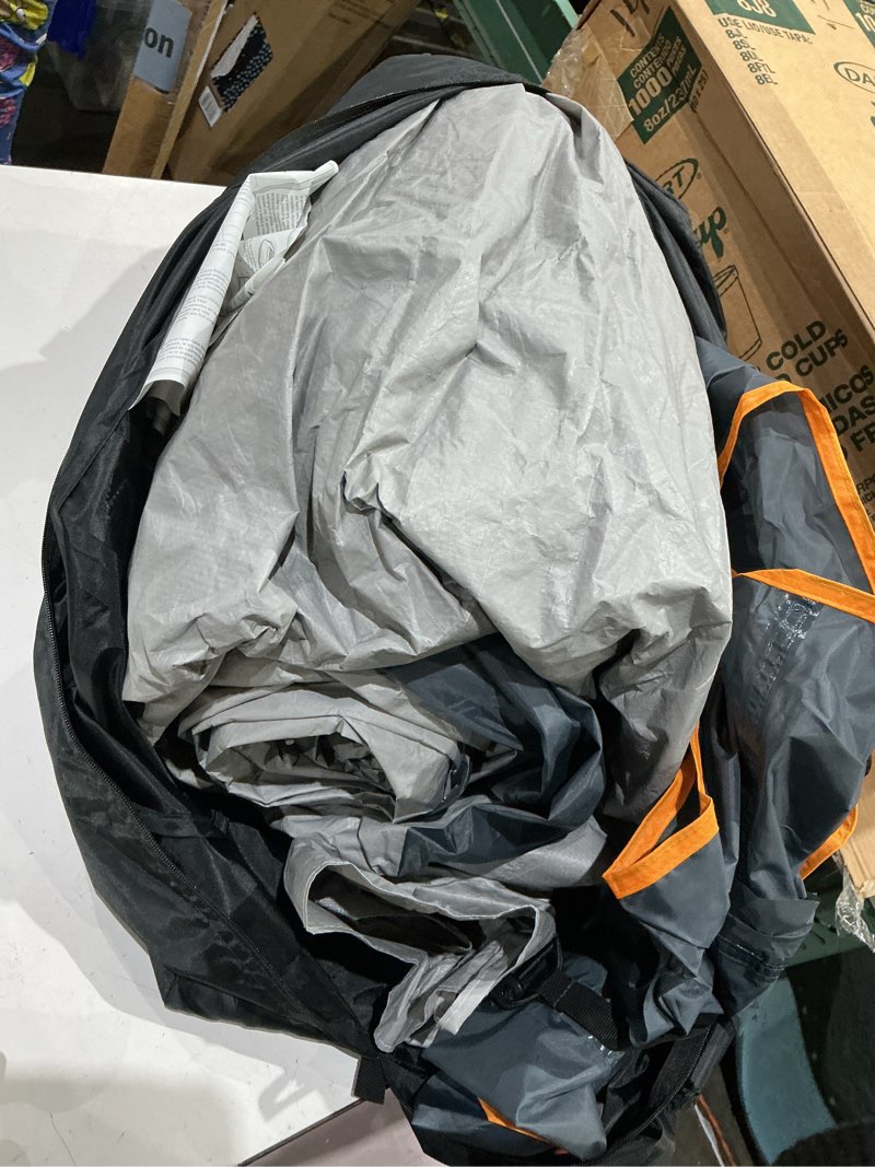 Condition photo showing As Is for unp tents 6 person waterproof windproof easy setup,double layer family camping tent with 1 mesh door & 5 large mesh windows -10'x9'x78in(h) navy blue 10 ft x 9ft x 78 inch