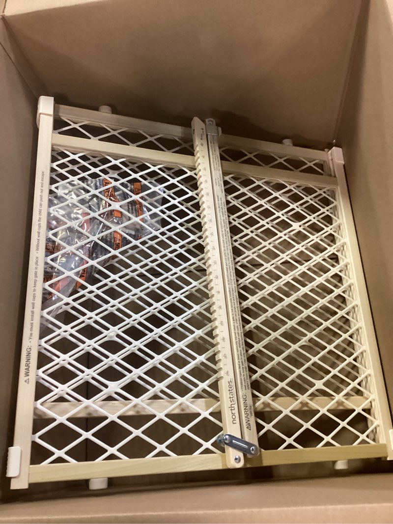 Condition photo showing Good Condition for toddleroo by north states - extra-wide wire mesh wooden baby gate: pressure mounted baby gate for doorways - adjustable 29.5 to 50 inches wide - 31 inches tall