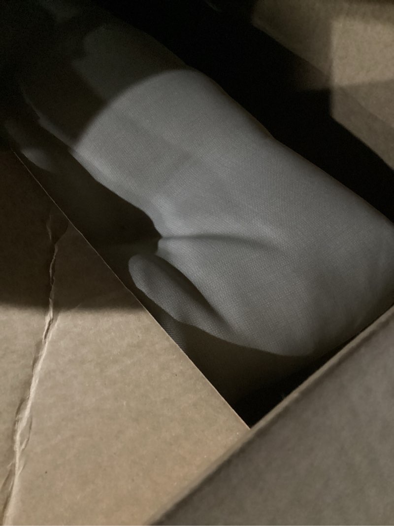 Condition photo showing As Is for Arden Plush Indoor/Outdoor Rocking Chair Cushion Set, 18 x 20, Water Repellent, Fade Resistant, Tufted Cushion for Rocking Chairs Blue Garden Floral Rocking Chair Cushion Blue Garden Floral