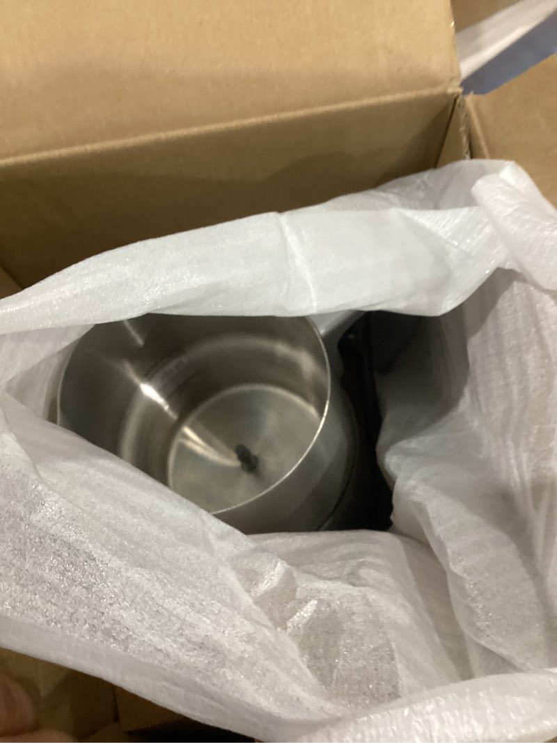 Condition photo showing As Is for Dreo Milk Frother [Upgraded], All-in-1 Electric Foam Maker for Coffee, 15oz/450ml Automatic Foam Frother for Latte Art-level Microfoam, 30+ Drinks, Easy to Clean, Dishwasher Safe, LED display Sliver Grey