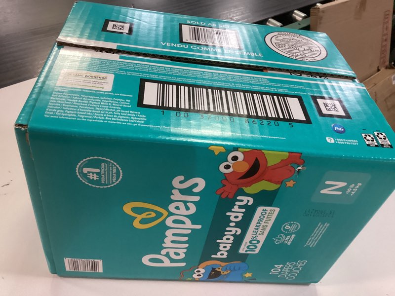 Condition photo showing New/Like New for pampers diapers - baby dry - size 0, 104 count, absorbent disposable newbort diaper (packaging may vary) newborn 104