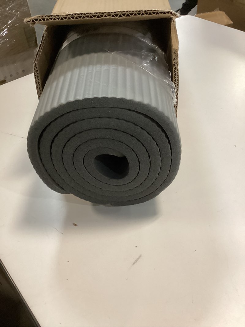 Condition photo showing Good Condition for Gaiam Essentials 2/5" Thick (10mm) Yoga & Pilates, Fitness & Exercise Mat with Easy-Cinch Carrier Strap Cushion Support For Fitness and Gym Workouts Grey 2/5" (10MM)