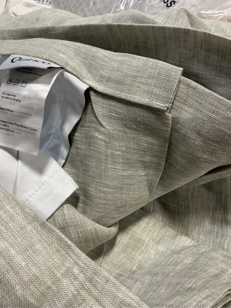 Condition photo showing Good Condition for quince european linen true blackout curtain  96inx96in verde olive