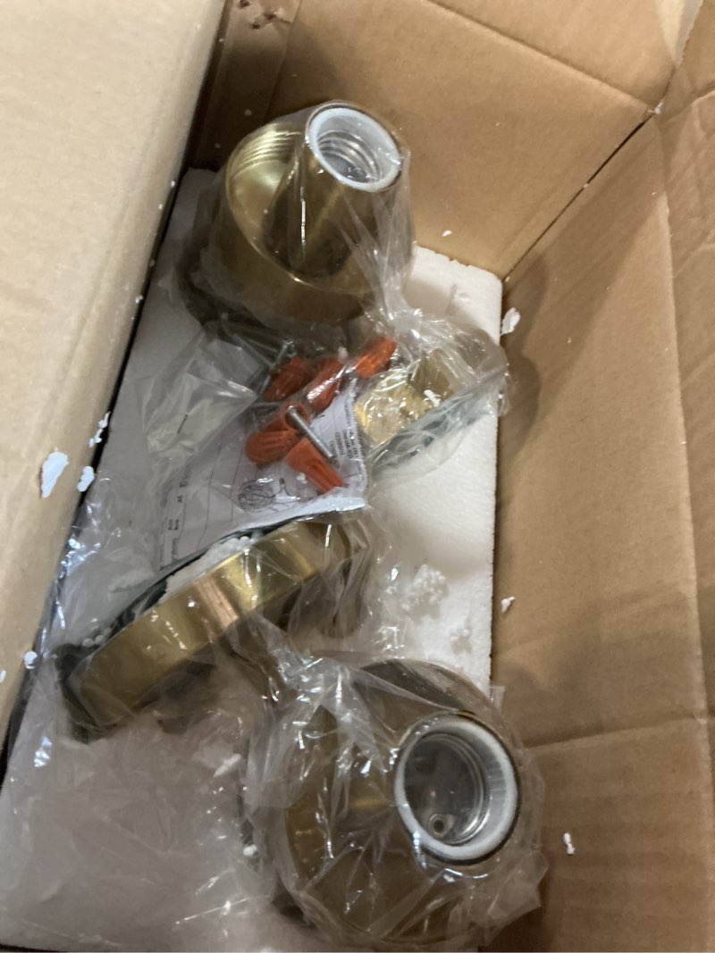 Condition photo showing Good Condition for emak 2 pack brushed gold bathroom light fixtures, 2 light bathroom vanity light with milk glass shade, 22 inch modern wall sconce for bath, mirror, vl085-bgd-ml-2-pk brushed gold & milk glass - 2pc 22 inch