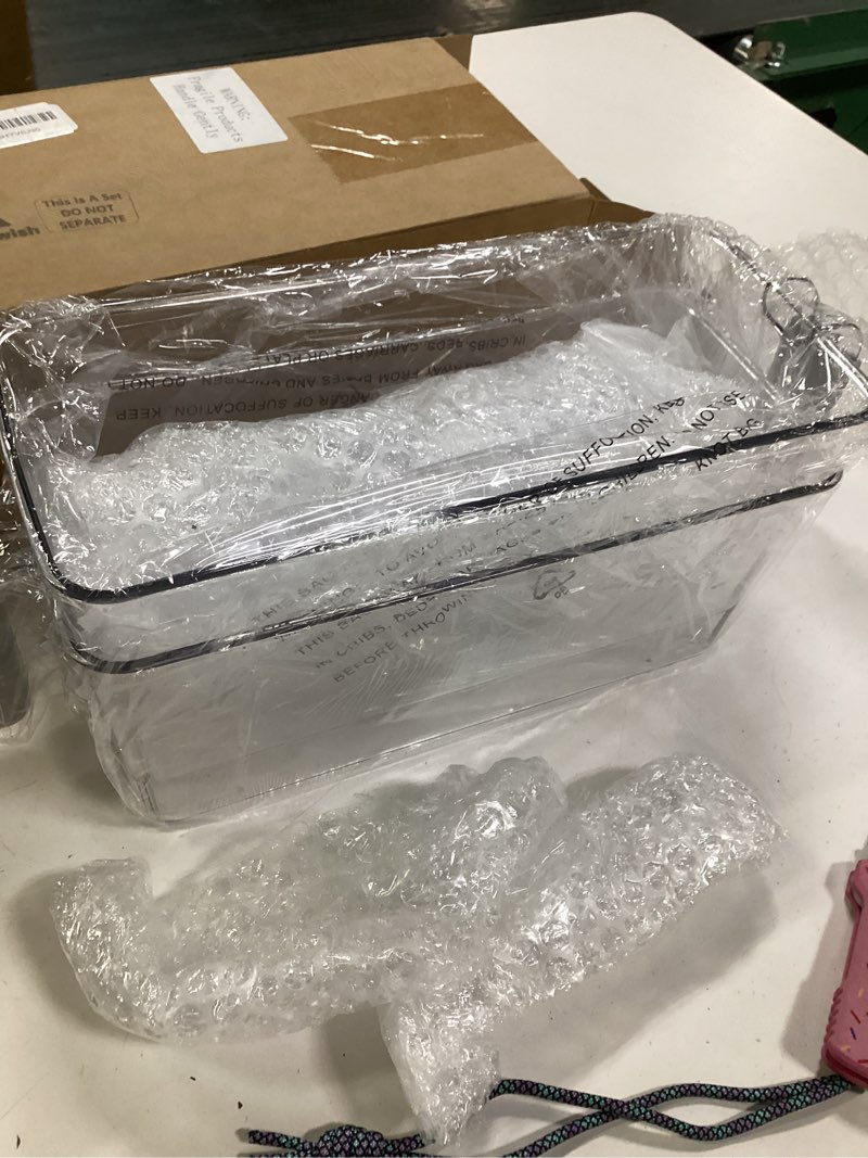 Condition photo showing New/Like New for Havawish 2 Set Ice Bin and Flexible Scoop Set Plastic Freezer Ice Bin with Pull Out Handle Clear Storage Bucket for Container with Bucket Scoop(Grey,10.83 x 4.92 x 4.33 in) 10.83 x 4.92 x 4.33 in Gray 2