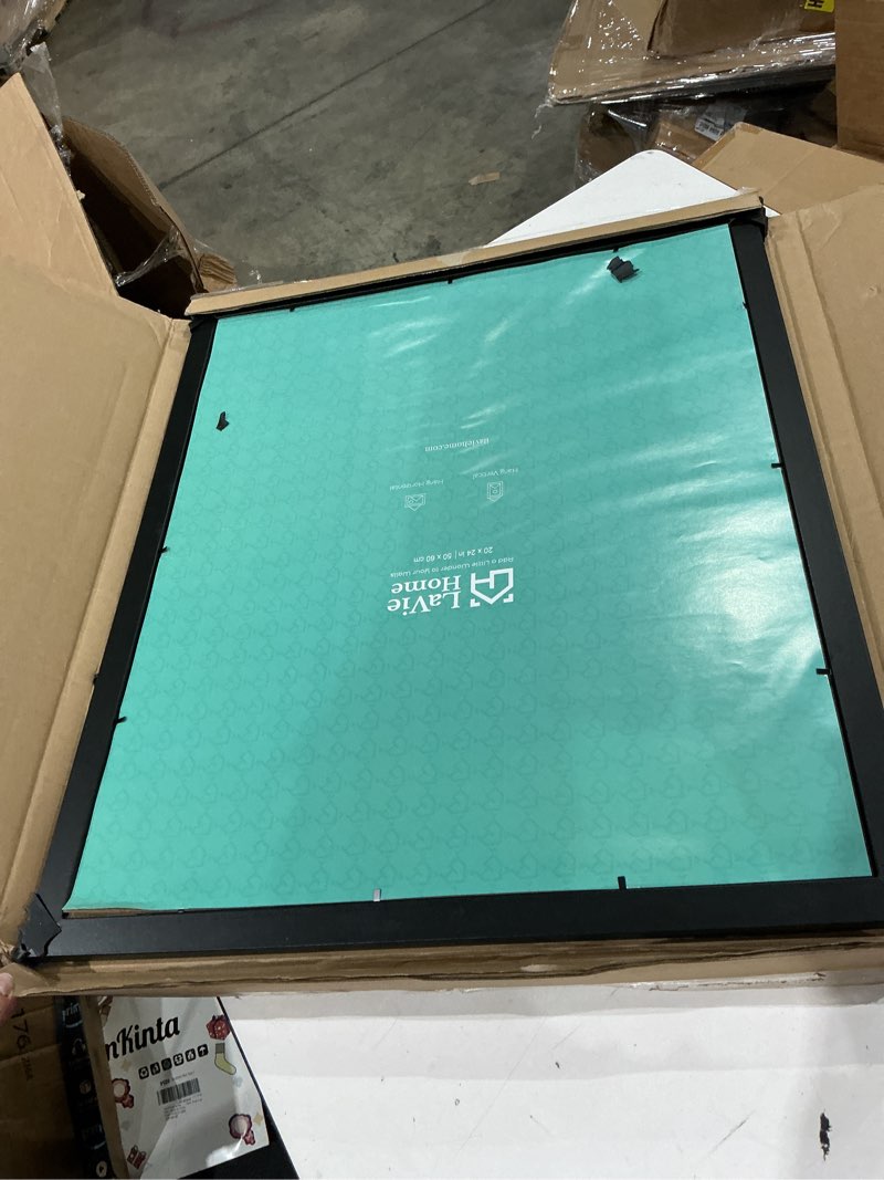 Condition photo showing As Is for lavie home 20x24 picture frame black poster frame,display pictures 16x20 with mat or 20x24 without mat, stable and sturdy frame and polished plexiglass, horizontal and vertical format of the walls 20x24 black