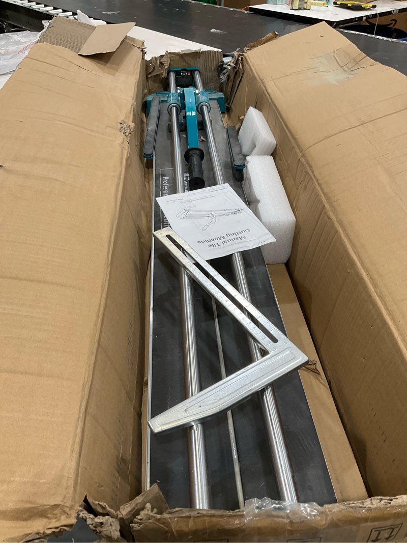 Condition photo showing As Is for seeutek 48 inch tile cutter - professional manual porcelain ceramic tile cutter tool, double rails design, with extra tungsten cutting wheel and infrared positioning, easy to use