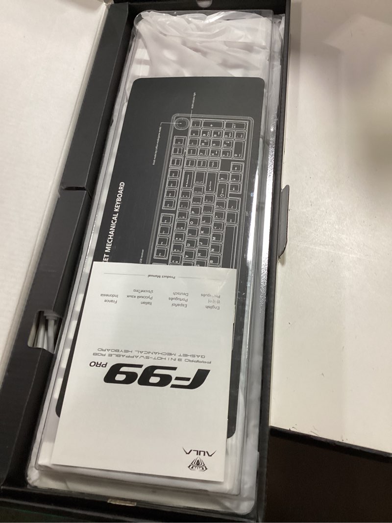 Condition photo showing Good Condition for AULA F99 Pro Wireless Mechanical Keyboard-Silent Version,BT5.0/2.4GHz/USB-C Hot Swappable Custom Keyboard,Gasket Structure,Pre-lubed Linear Switches RGB Backlit Computer Gaming Keyboards,White