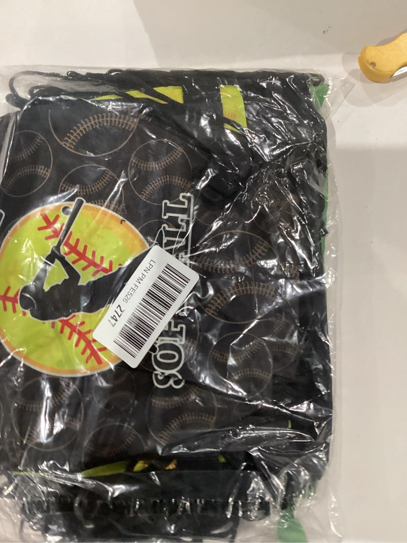 Condition photo showing Good Condition for Honoson 16 Pcs Softball Drawstring Backpack Softball Goodie Bags Baseball Gift Bags Drawstring Backpack Baseball Party Favors Snack for Sports Team Birthday Party Supplies