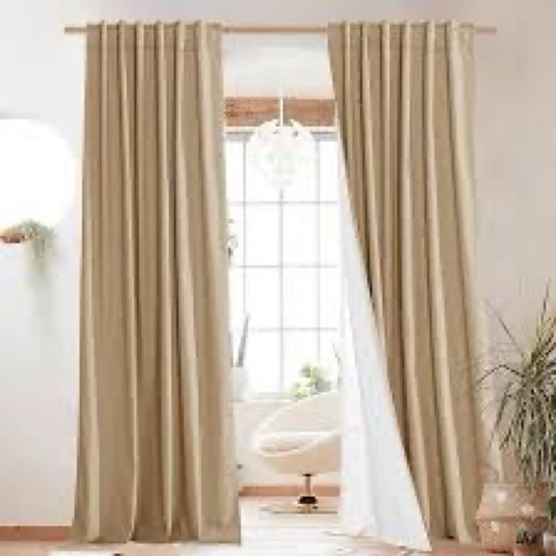 lamit linen full blackout window curtains for bedroom,52x 54 inches thermal farmhouse curtains back tab