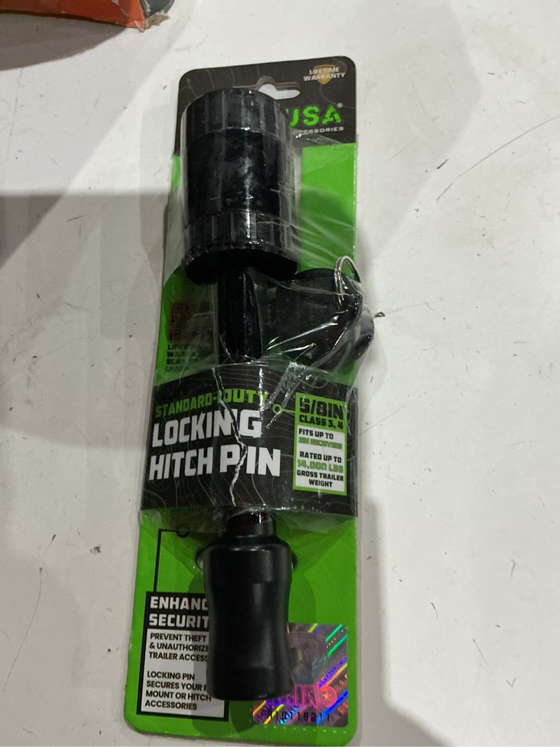 Condition photo showing As Is for rhino usa locking trailer hitch pin - waterproof, anti-theft lockable pin with rust protection - tow truck, boat, and bike