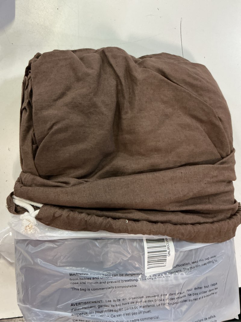 Condition photo showing As Is for european linen sheet set, full, espresso