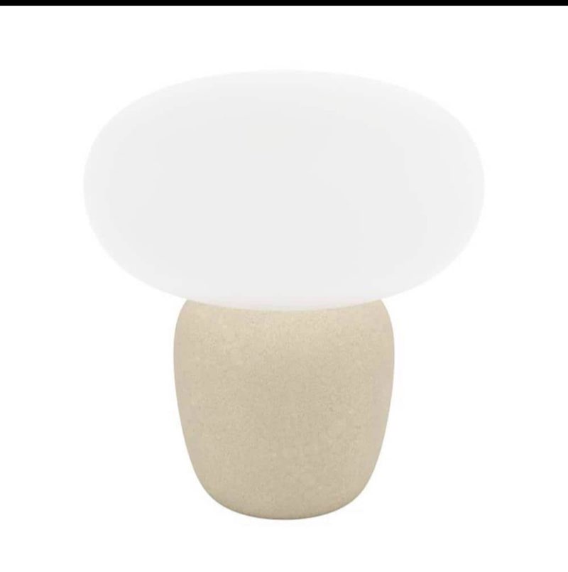 EGLO Cahuama 99824A 1-Light Table Lamp with a Grey Base and White Opal Glass Shade for Living Room, Bedroom, Dorm, and Office