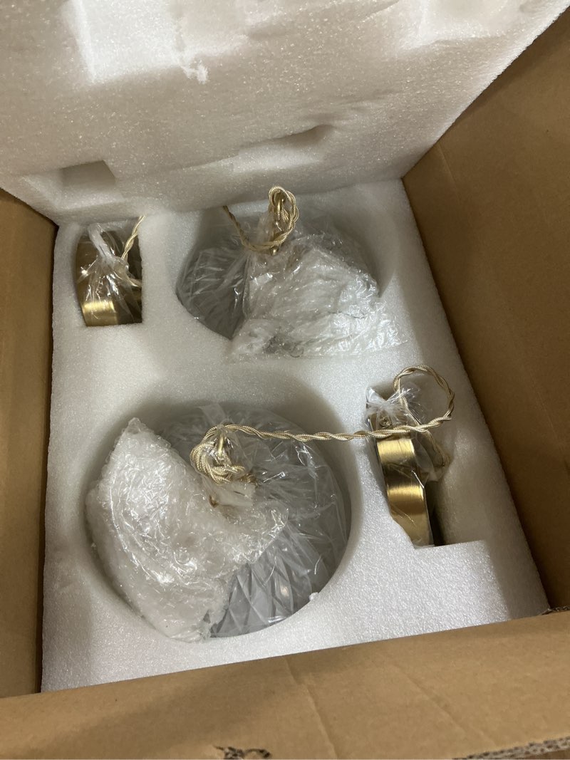 Condition photo showing Good Condition for vintage crystal small pendant lights kitchen island, adjustable cord length 0.5" to 70", dia7.87 glass shade light fixture,brass hanging light, chandelier for bedroom (2-pack?hard-wired