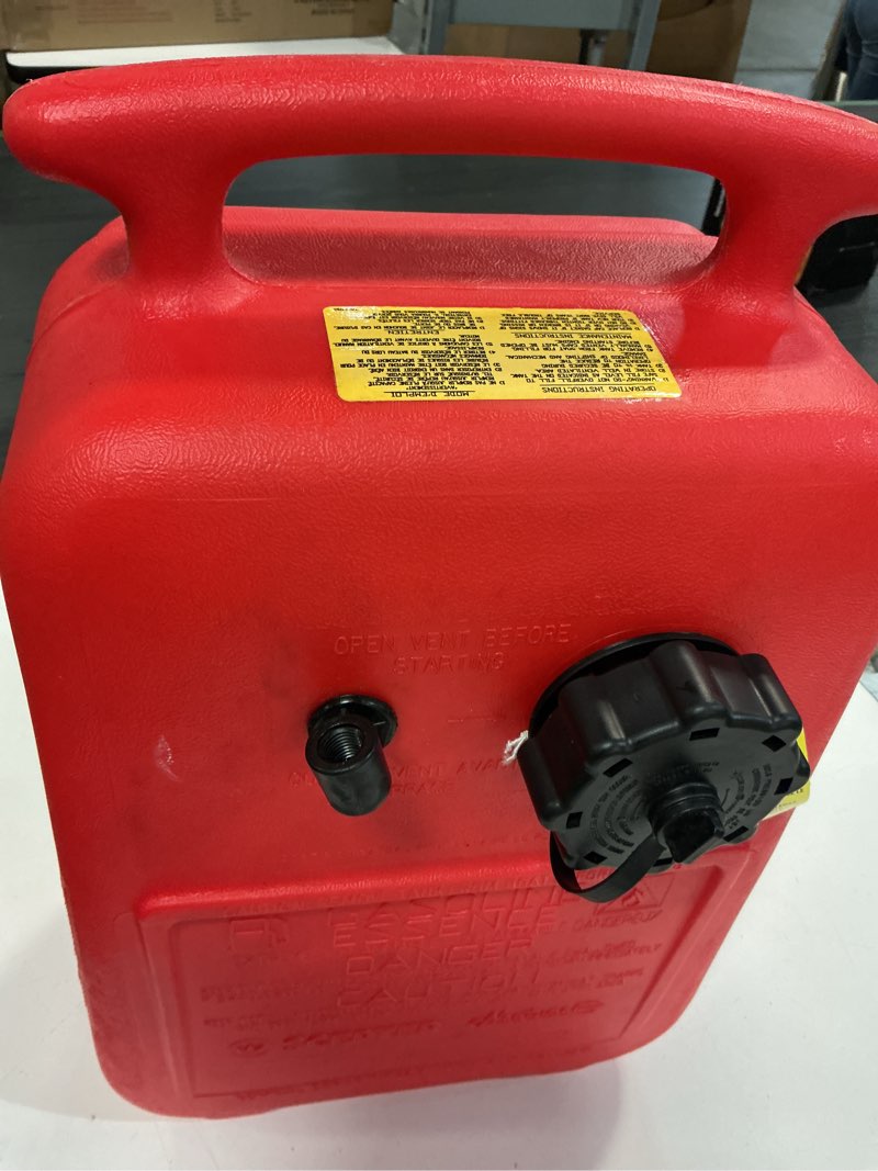 Condition photo showing As Is for scepter neptune marine fuel tank 6 gallon gas can for outboard engines - durable polyethylene build