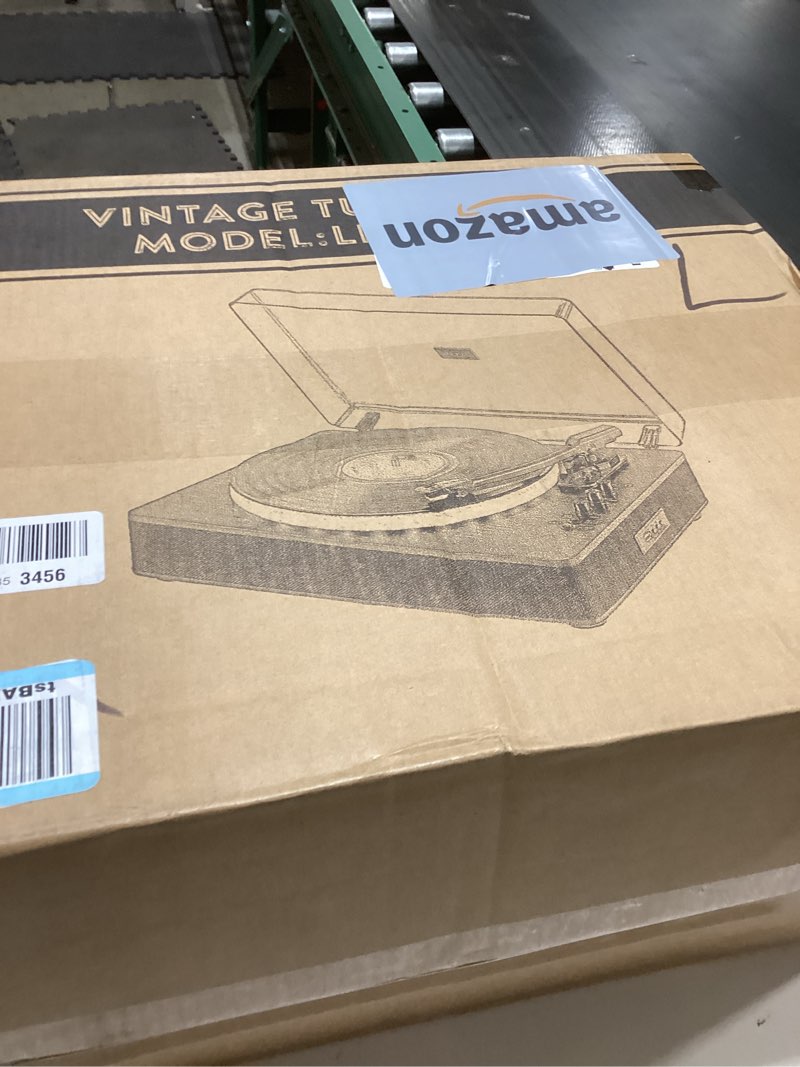 Condition photo showing New/Like New for LP&No.1 Record Player with Built-in Stereo Speakers, LED Control, 3-Speed Belt-Drive Vinyl Turntable with USB Playback & Recording, Wireless Input & Output, Auto Stop, Pitch Control | Black Black Wood