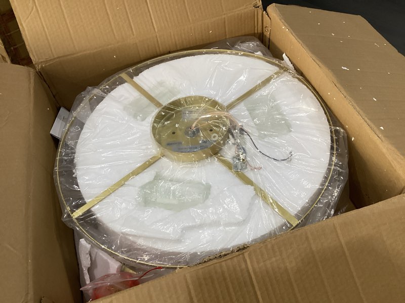 Condition photo showing New/Like New for teenyo modern flush mount ceiling light crystal gold ceiling lighting 20 inch 5-light crystal flush mount light fixtures for bedroom hallway living room