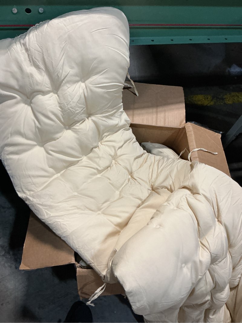 Condition photo showing Good Condition for doublefill outdoor chaise lounge chair cushion 72 x 22 x 4.21 inches thick tufted patio pool lounge cushion waterproof replacement for outdoor furniture with ties(pepper white,2 pcs) pepper white 2