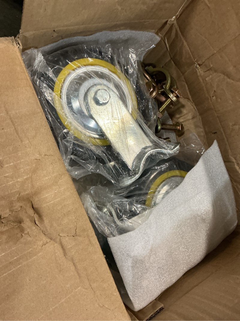 Condition photo showing Good Condition for gate wheels for metal tube gate - 2 pack 6" farm gate wheel for metal swing gate fence support 2 pack (gold clamps)