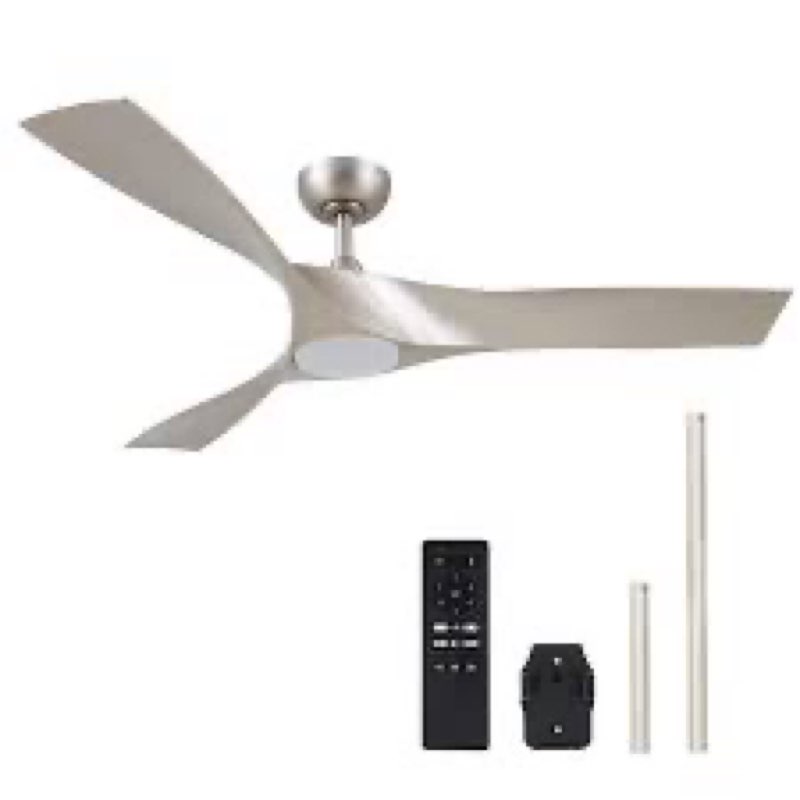 VONLUCE Ceiling Fans with Lights, 52" Mid Century Ceiling Fan and Remote, Stepless Dimming, 6 Speeds