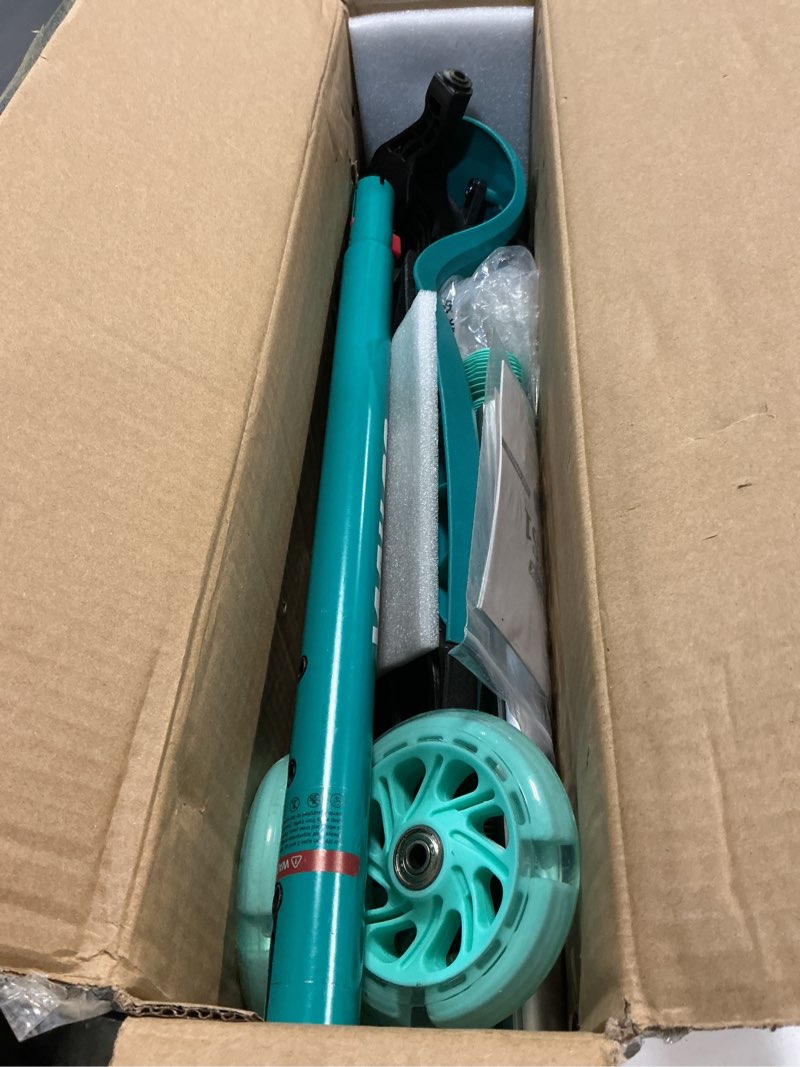 Condition photo showing As Is for Gotrax KS1 Kids Kick Scooter, LED Lighted Wheels and 3 Adjustable Height Handlebars, Lean-to-Steer & Widen Anti-Slip Deck, 3 Wheel Scooter for Boys & Girls Ages 2-8 and up to 110 Lbs Green