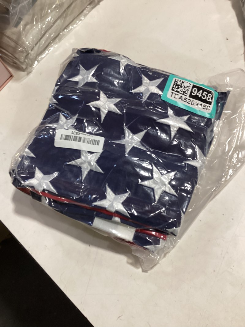 Condition photo showing Good Condition for premium american flag 3x5 ft 3 pack tearproof series for outside, heavy duty outdoor?longest lasting, super tough fade resistant spun polyester, high wind us outdoor flags embroidered stars, sewn stripes, brass grommets 3x5(pack of 3)