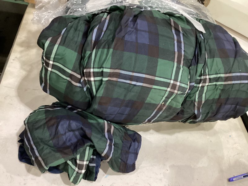 Condition photo showing Good Condition for intelligent design cozy comforter set cabin lifestyle plaid design all season bedding matching shams, decorative pillow, full/queen, brody blue 4 piece