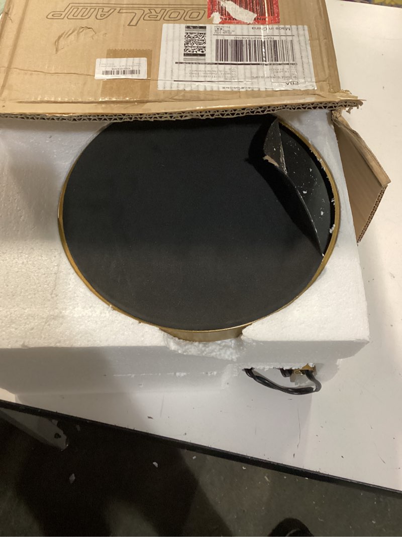 Condition photo showing As Is for Fiqevs 3 Globe Mid Century Modern Floor Lamp for Living Room, Gold Floor Lamp with Frosted Glass Shade and LED Bulbs, Warm Light Standing Tall Pole Lamp for Bedrooms, Office - Antique Brass 3 Globe Gold