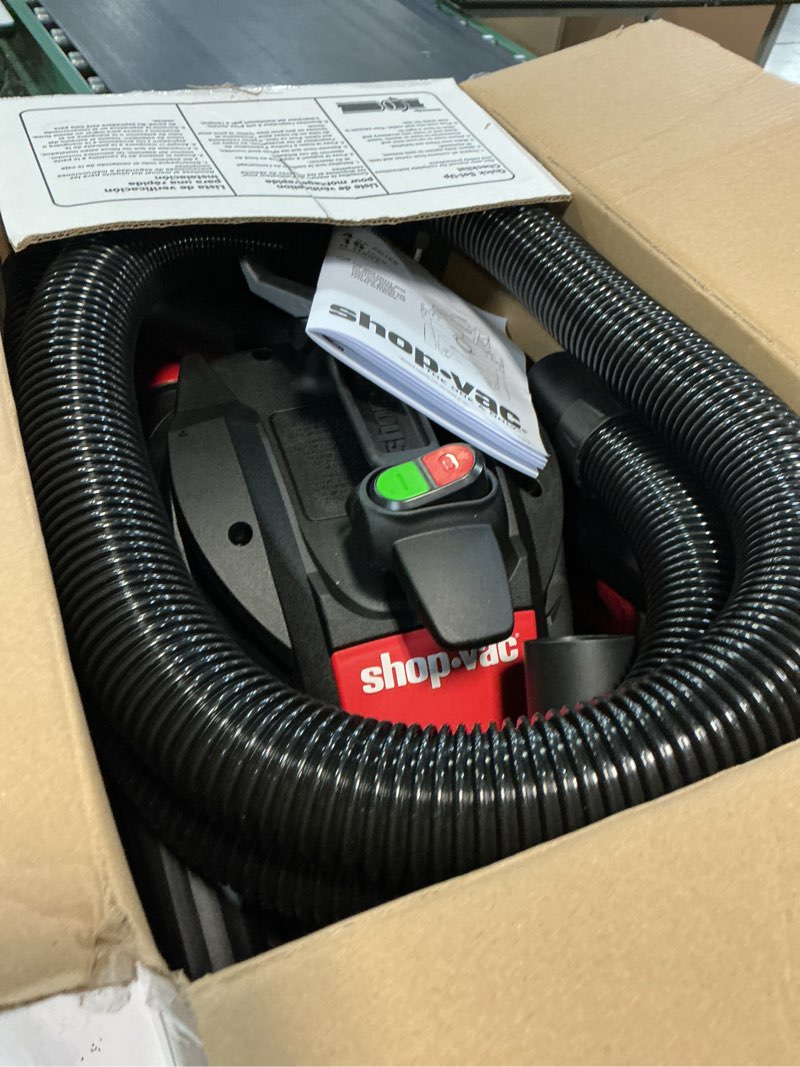 Condition photo showing As Is for shop-vac 4-gallon 6 hp corded wet/dry shop vacuum with accessories included
