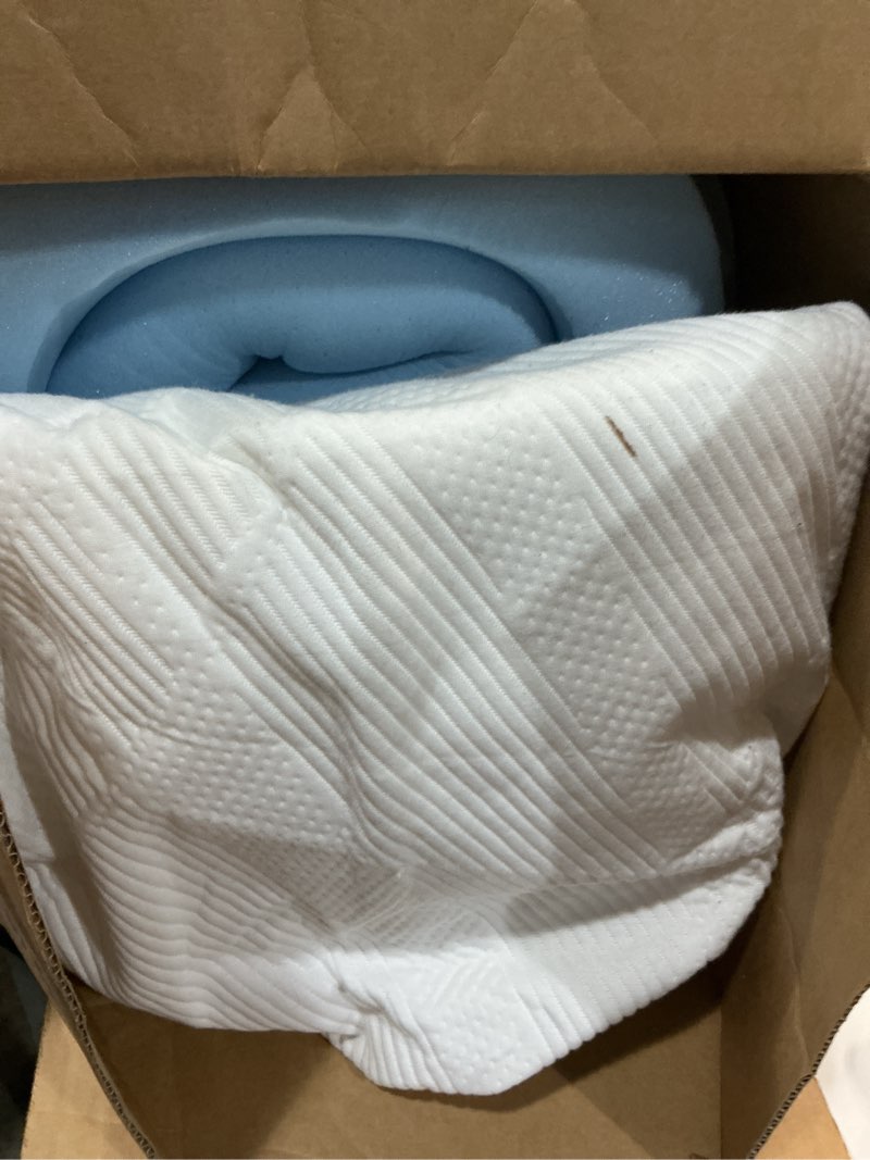 Condition photo showing As Is for Sealy Dreamlife 3” Gel Memory Foam Full Mattress Topper with Cooling Cover, SealyComfort Gel Foam, SealyCool Stretch Knit Cover with Corner Straps 3" Full