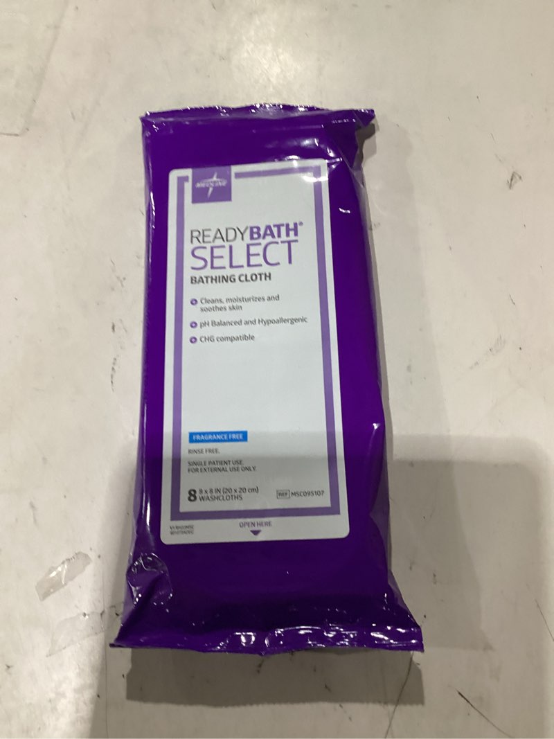 Condition photo showing New/Like New for medline readybath select fragrance free total body cleansing system washcloths, 8 count,
