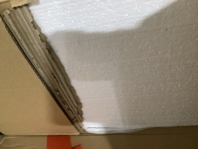 Condition photo showing As Is for Signature Design by Ashley Baldridge Office Printer Stand, Storage, Electrical Outlets, USB Charing Ports, Wood, 21" W x 18" D x 24.63" H, Brown Rustic Brown