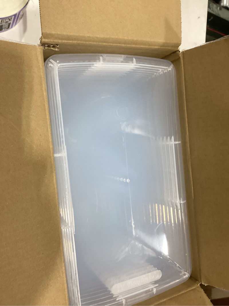 Condition photo showing Good Condition for 6 Quart Stackable Plastic Storage Shoebox, BPA-Free Nestable Container with Latching Lid to Organize Shoes, See-Through Box for Home and Office, Multi-Purpose Clear Bins (Transparent, 8 Pack) Transparent 8 Pack