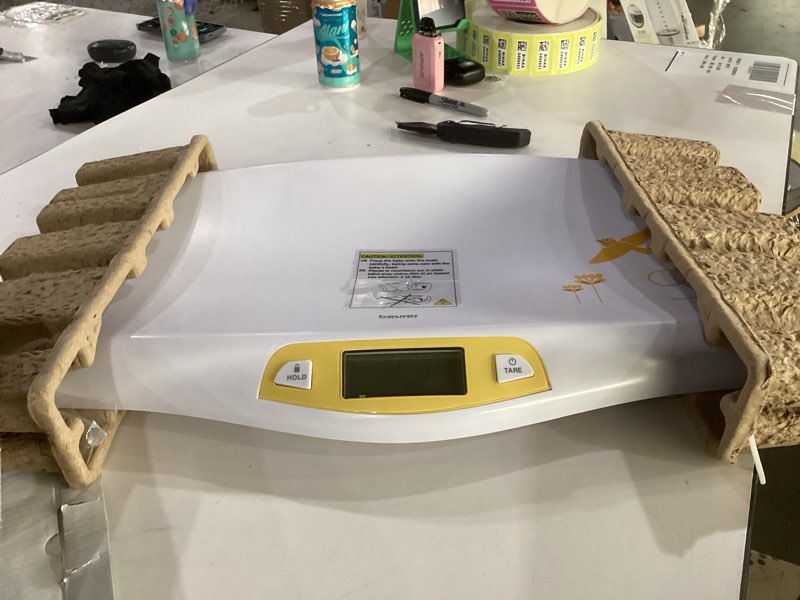 Condition photo showing As Is for beurer by80 digital baby scale, infant scale for weighing in pounds, ounces, or kilograms up to 44 lbs, newborn baby scale with hold function, pet scale for cats and dogs